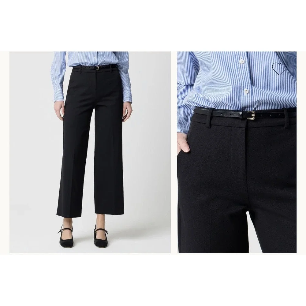 J.Crew Factory Remy Pants Womens 18 Black Crop Wide Leg Stretch Cotton Blend NWT